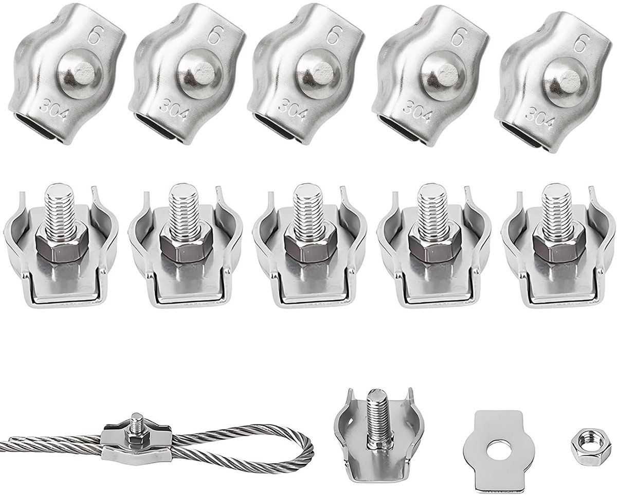 Kabelkas M6 - Roestvrij Staal 304 - 10 stuks - Voor het stevig vastzetten van kabels - ShopVlot