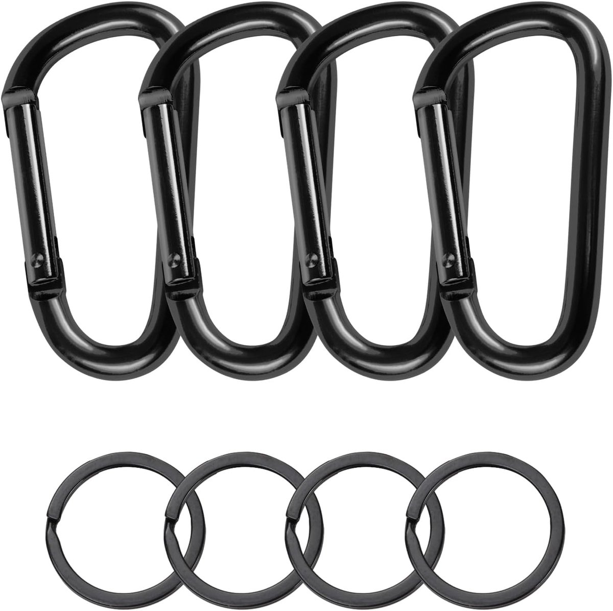 Carabiner haken set van 4 - Aluminium met D-ring - Lichtgewicht en duurzaam - Ideaal voor kamperen - ShopVlot