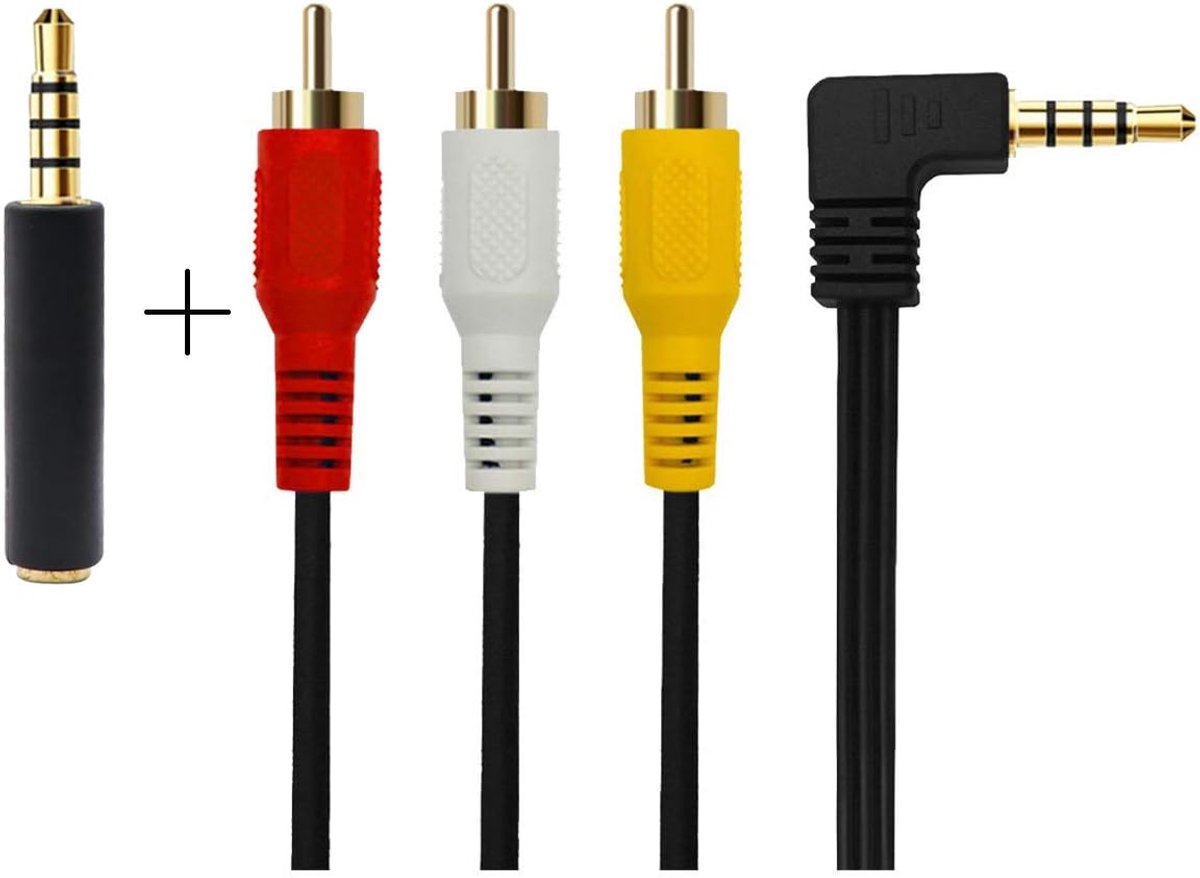3.5mm naar RCA AV Camcorder Videokabel - 2.5m - Elbow - Verbind je audioapparaten met thuisbioscoop - ShopVlot