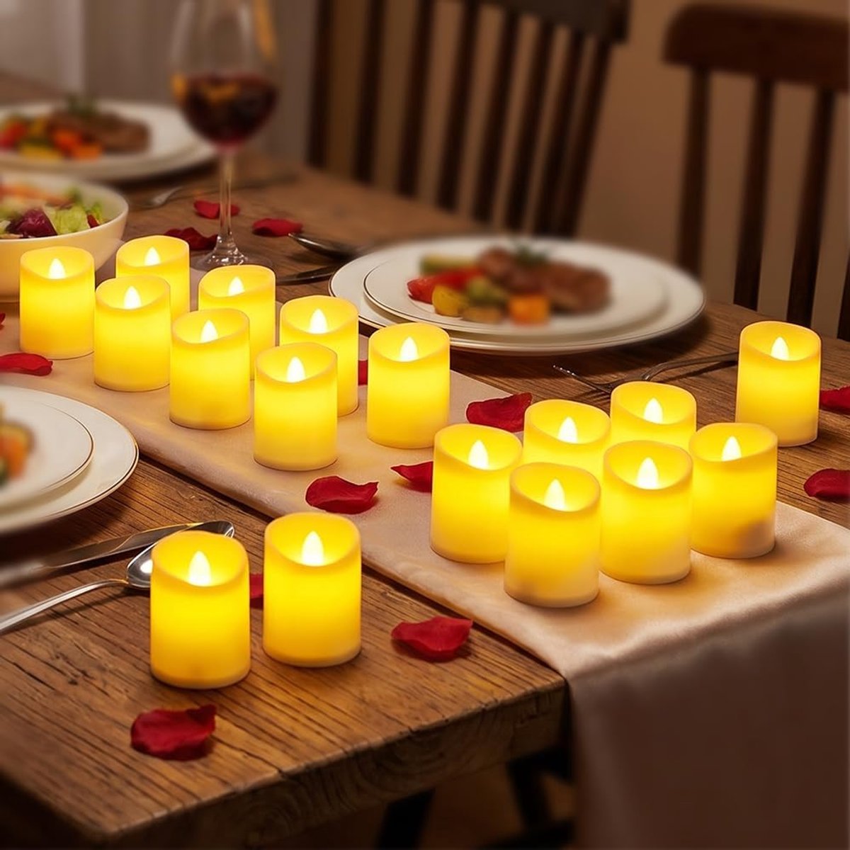 LED-kaarsen set van 24 - vlam-effect - vlamloze elektrische waxinelichtjes - perfect voor sfeervolle decoratie - ShopVlot