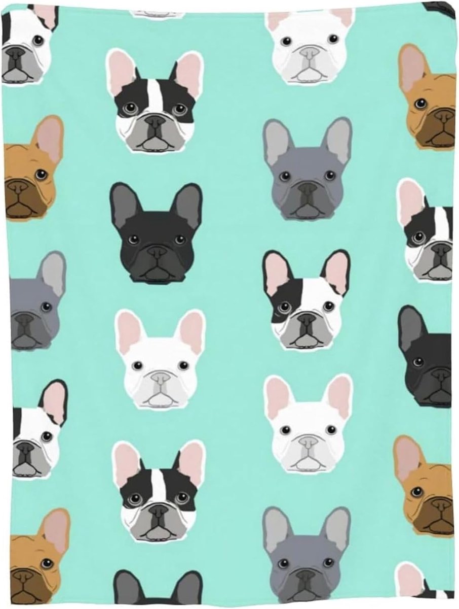 Dekbed French Bulldog - Flanel 50 x 40 inch - Zachte en warme deken - Ideaal voor thuis of onderweg - ShopVlot