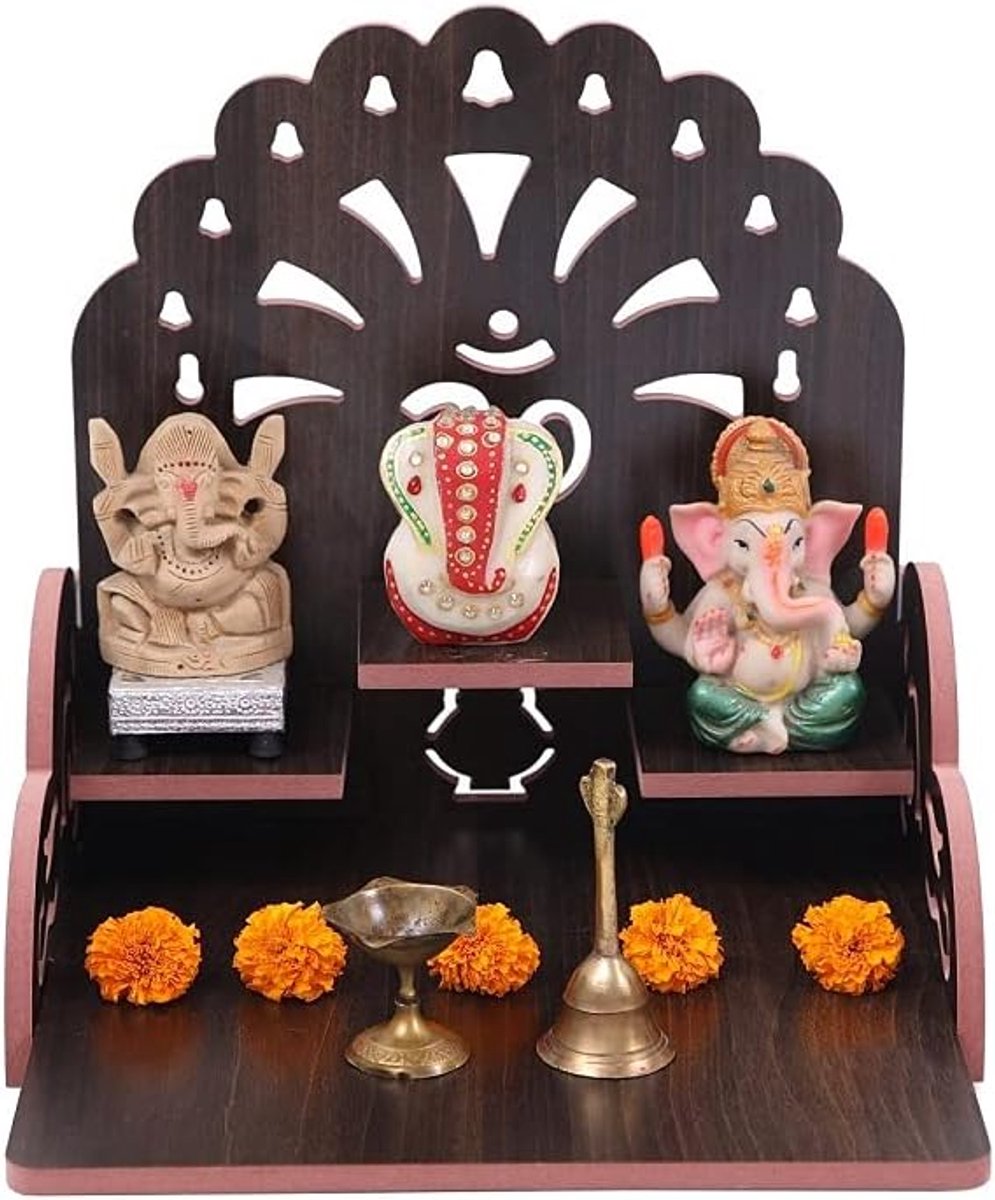 Pooja Mandir - Medium - Houten Tempel - Perfect voor thuis of op kantoor - ShopVlot