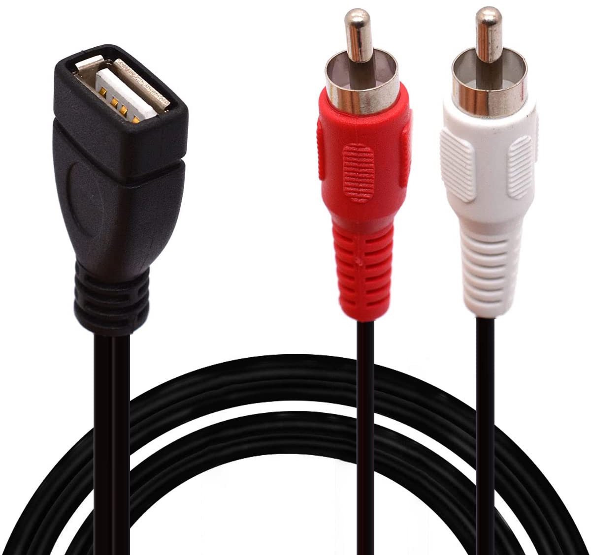 USB to RCA Cable, USB-A 2.0 Jack to 2 Cinch Plugs, Y Splitter, Audio Video, AV Composite Adapter Cable (1.5m) - ShopVlot