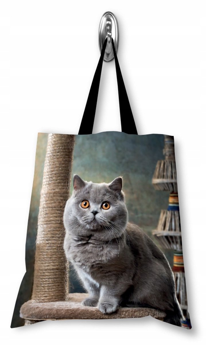 Waterdichte boodschappentas met kattenprint, herbruikbaar