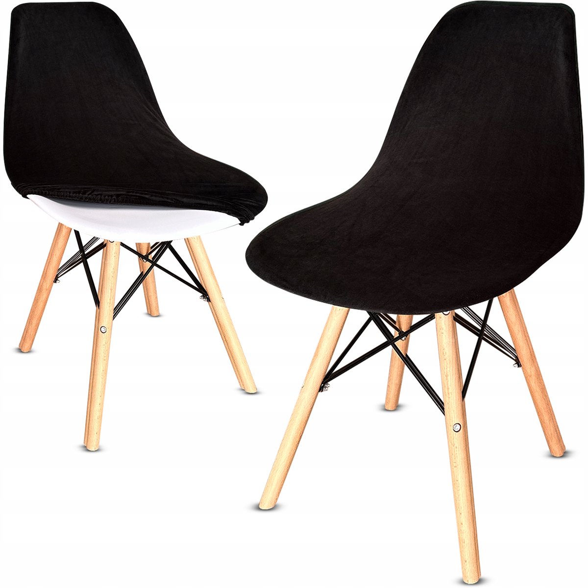 Zwarte Velours Stoelhoes Scandinavische Stijl - Universeel