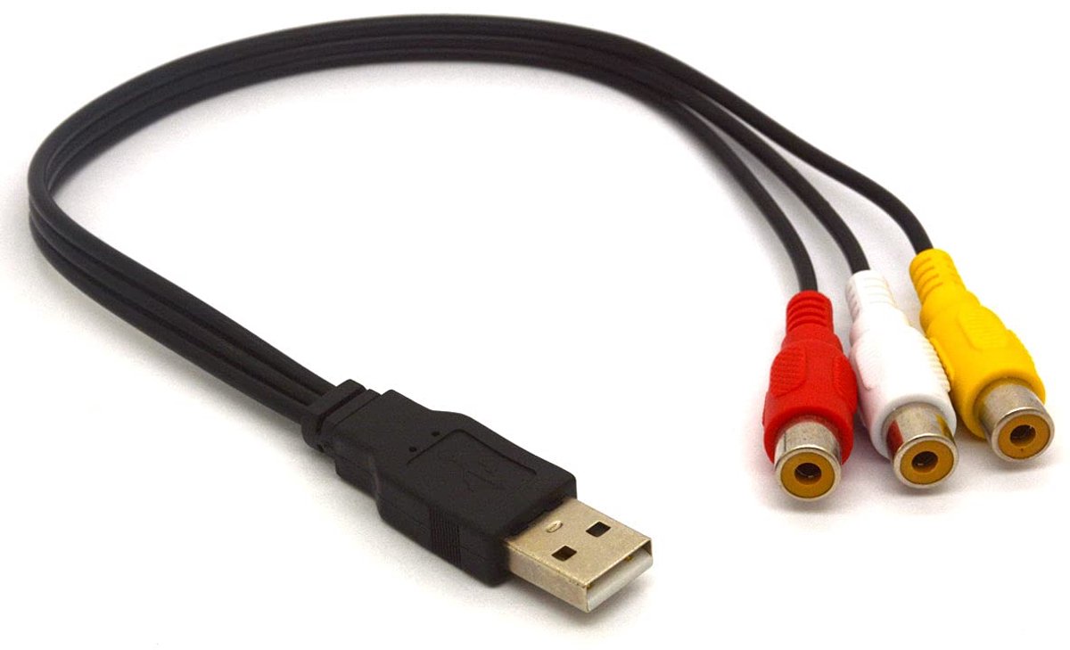USB to RCA Cable USB 2.0 Male to 3 RCA Female Jack Splitter Audio Video AV Composite Adapter Cord for TV PC HDD DVR - ShopVlot