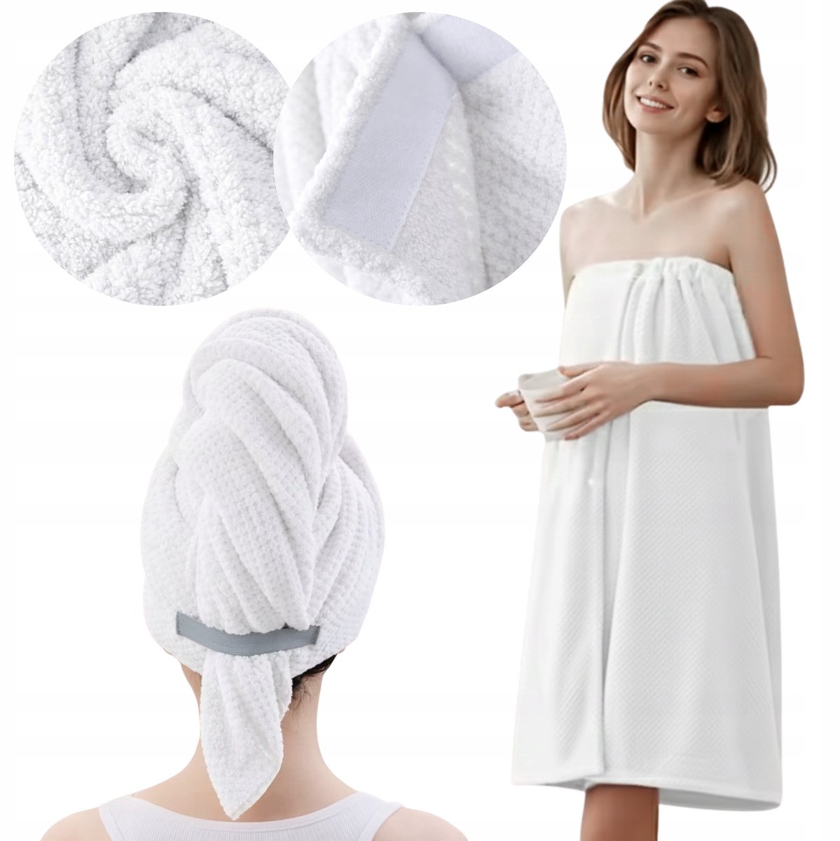 Microvezel Badset: Handdoek 140x85cm + Haartulband 60x100cm