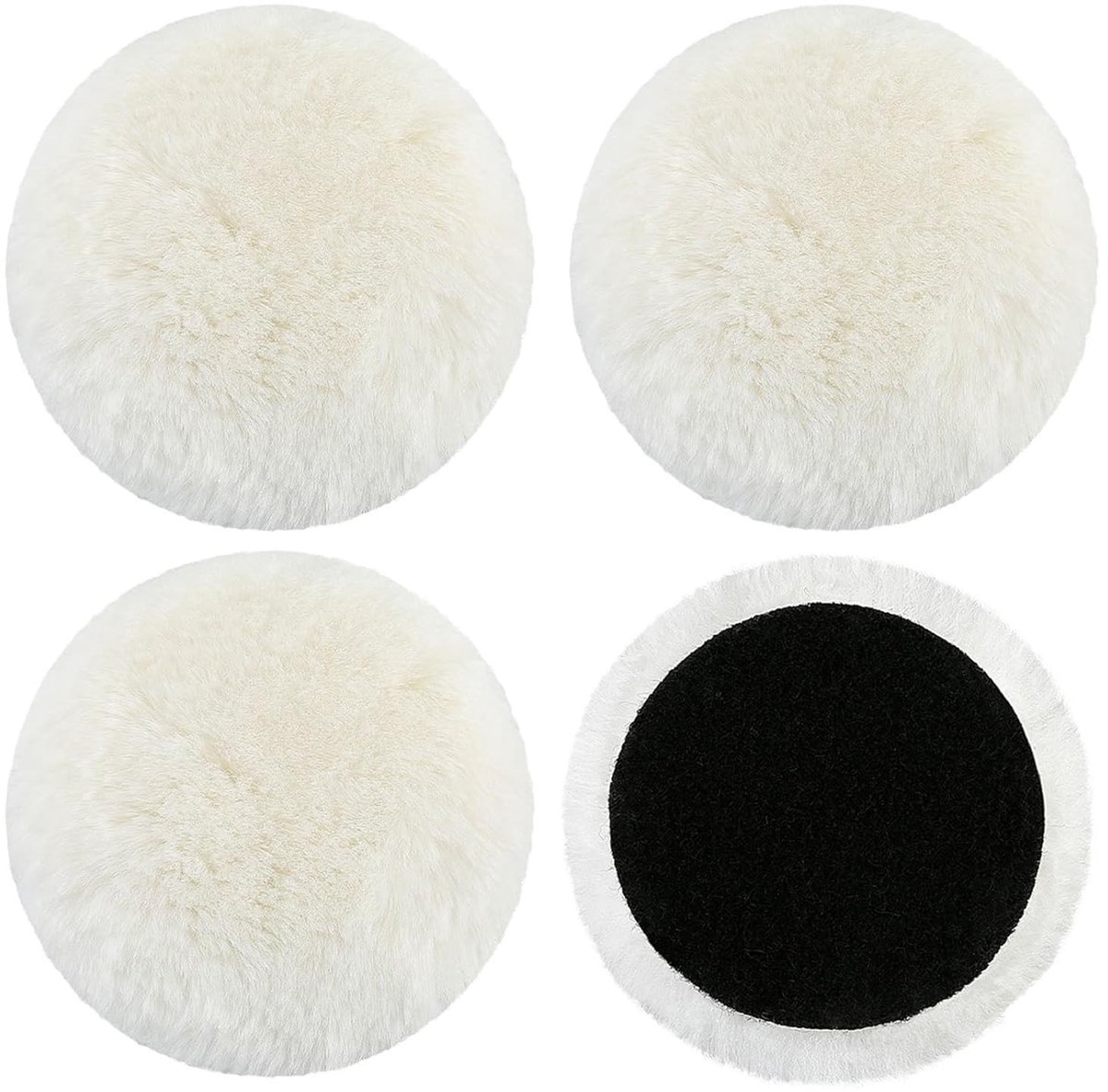4 x Polijstschijven 125 mm, Polijstpads voor Excentrische Schuurmachine, Geschikt voor Auto en Meubels, Wol en Lamswool Polijstaccessoires