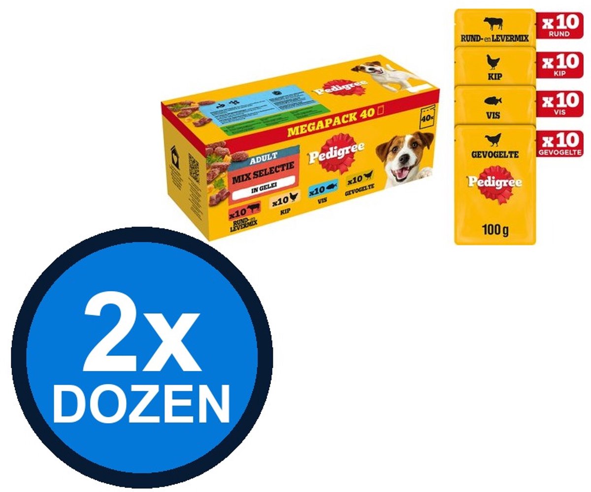 Pedigree Pedigree - Pouch Adult Gelei Mix Sel Multipack (40x100g) - Hondenvoer Natvoer - 4 kg