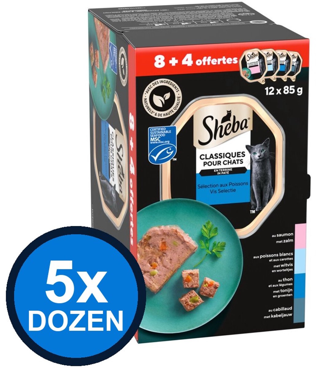 Sheba Sheba - Classic Alu Paté Vis Sel Multipack (12x85g) - Kattenvoer Natvoer - 1.02 kg
