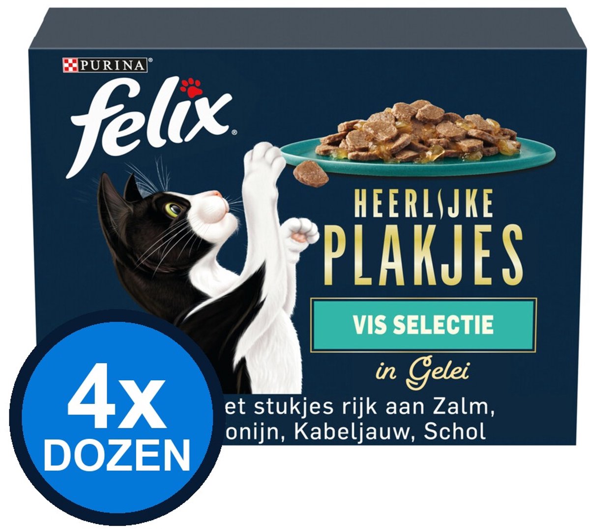 Felix Felix - Heerlijke Plakjes Vis Selectie in Gelei - Kattenvoer Natvoer - doos 12x85g