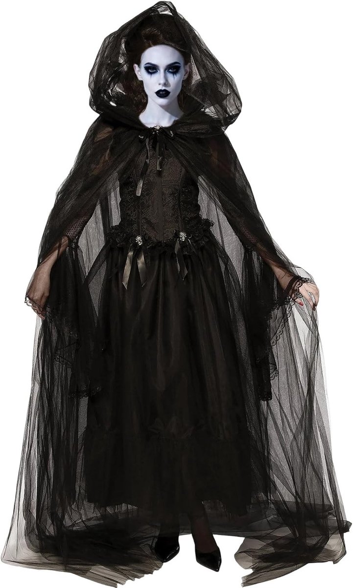 Spookachtige Bruid Kostuum voor Vrouwen - Halloween Outfit voor Raveparty, Carnaval en Themapartijen met Vampier en Zombie Elementen