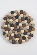 Vilten onderzetter rond naturel grijs 20 cm