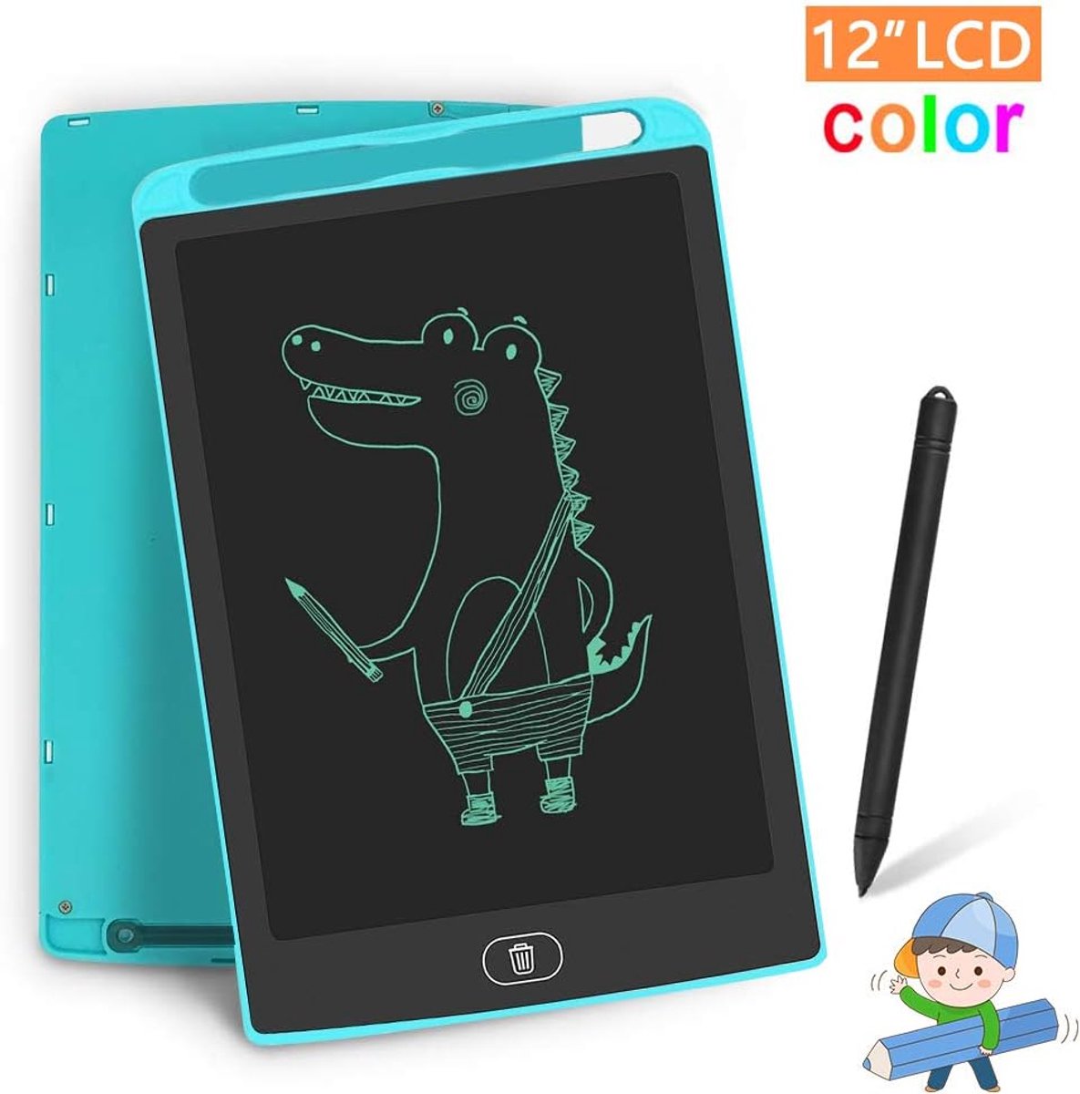 LCD-schrijftablet, 12 inch kleurrijk schrijfbord, elektronische krabbelblokken tekentafel cadeau voor kinderen jongen meisje cadeaus voor studenten