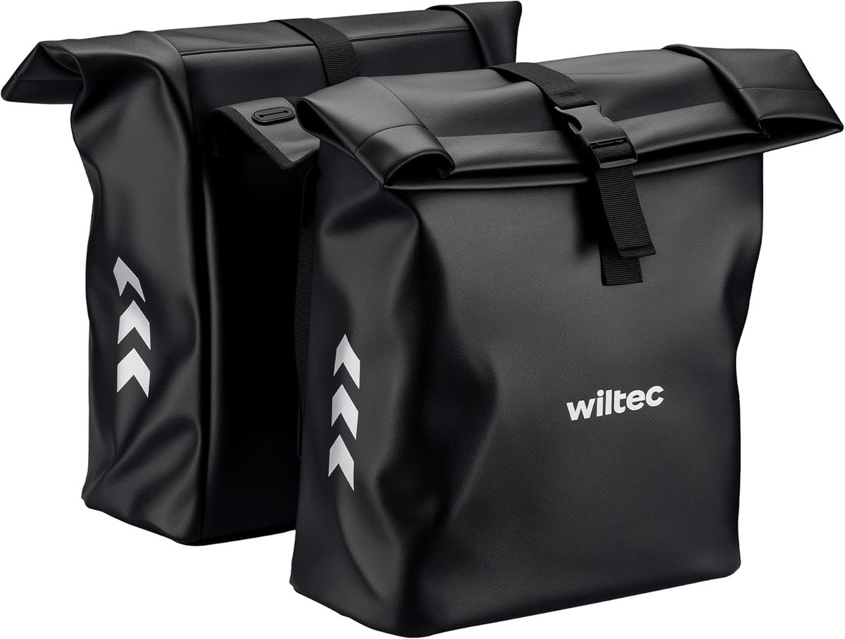 Wiltec dubbele fietstas voor bagagedrager 48 l, dubbelzijdige bagagedragertas 30 x 14 x 57 cm, waterbestendige fietstas
