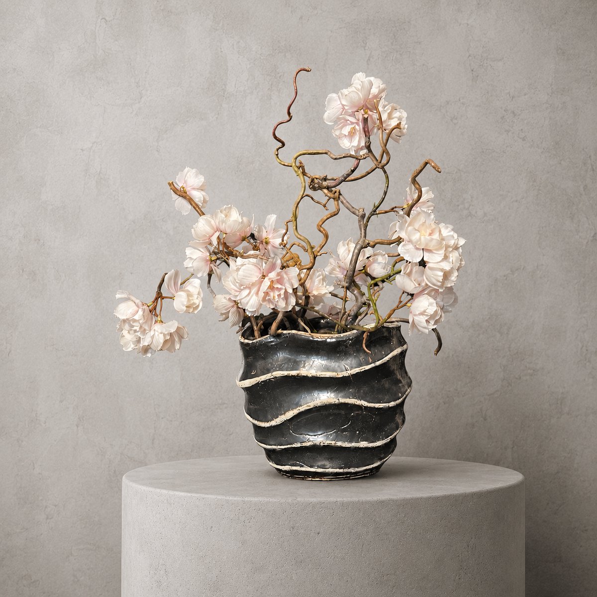 Seta Fiori - Kunstbloemen - Zijden bloesem in ovaal bakje – 30 cm - kunst bloesem -