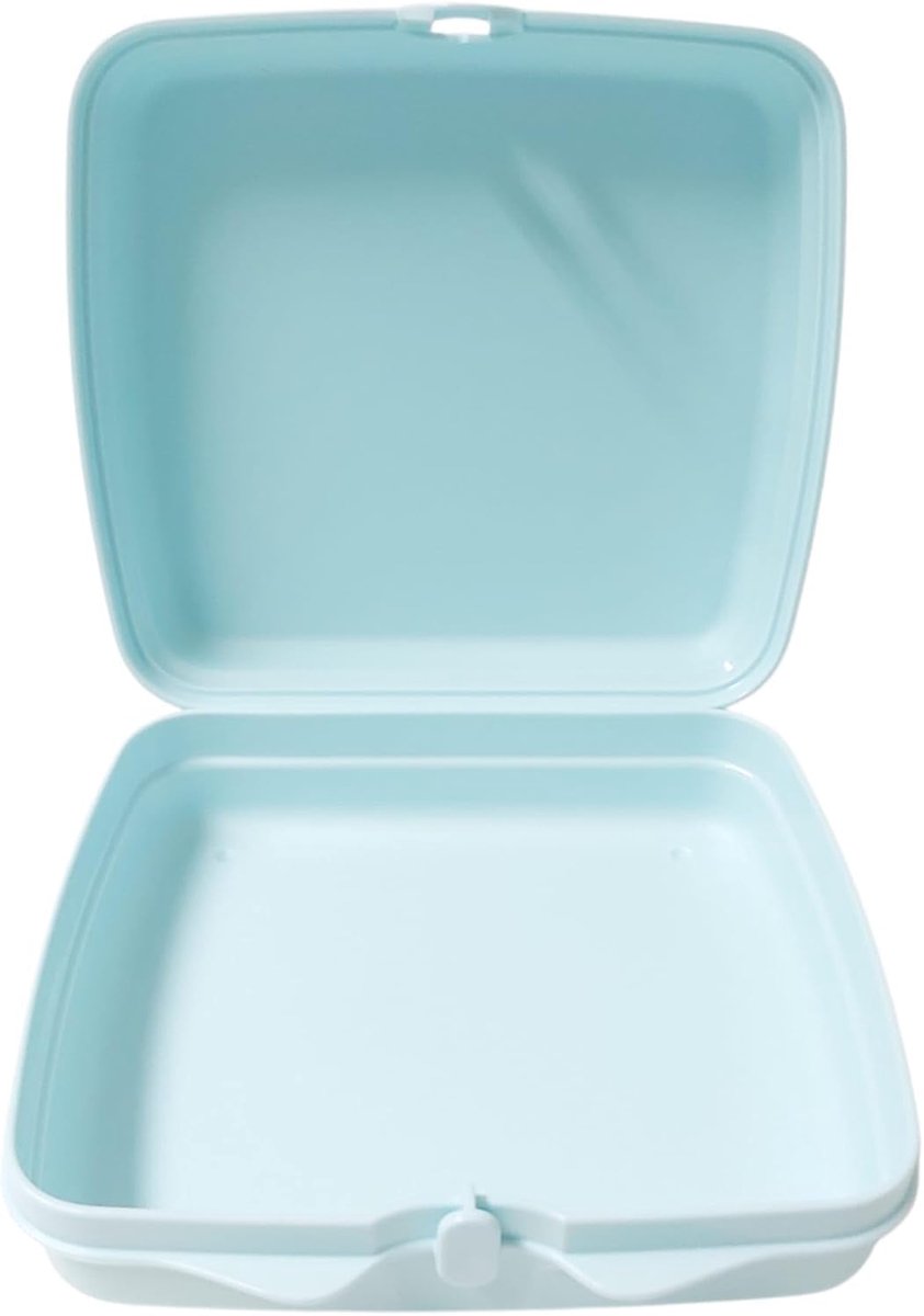 Tupperware Sandwichbox, opbergdoos, sandwichbox, vierkant, met scharnier en vergrendeling, lichtblauw, ijsblauw