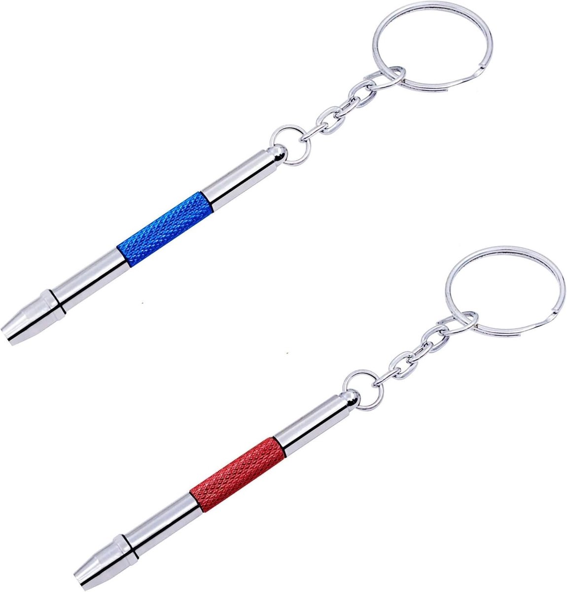 Mini schroevendraaierset met 4 functies voor horloges, brillen en speelgoed, inclusief sleutelhanger, roestvrij staal en legering