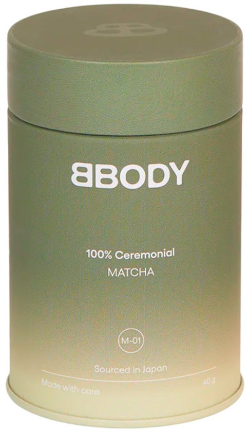 Boîte verte de matcha, 100% Ceremonial Matcha, 40g, originaire du Japon.