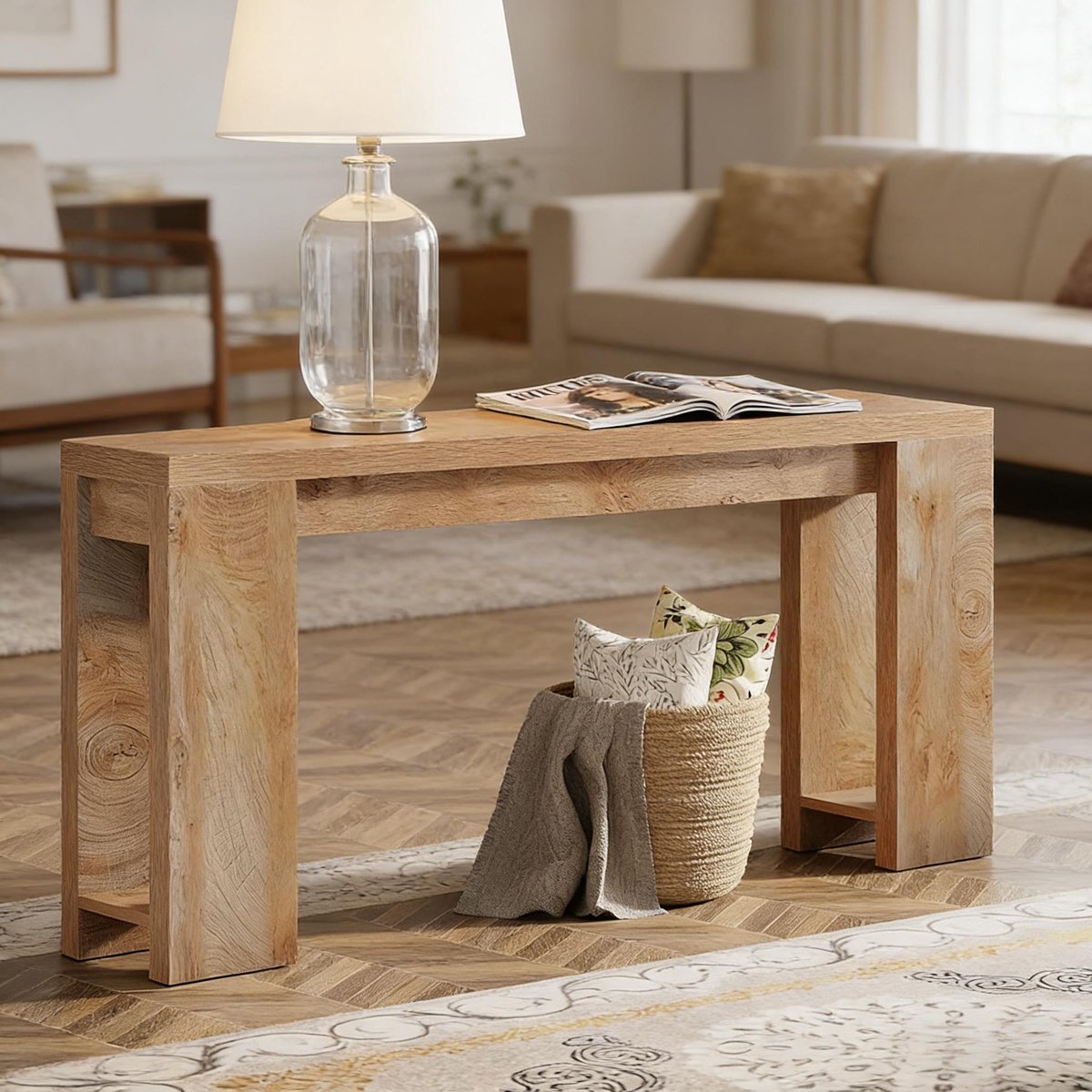 HAUSS SPOLE Consoletafel - Extra Lange Smalle Haltafel - Voor Hal En Achter Bank - Hout - 160 x 30 cm - Bruin