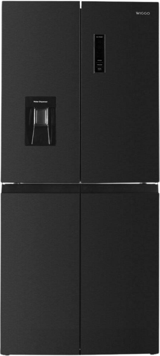 Bol.com Wiggo WR-MD18(DX) - Amerikaanse Koelkast - No Frost - 4 deuren - Water Dispenser - Met Display - Super Freeze - 419 Lite... aanbieding