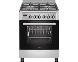 Wiggo WO-E609B(XX) – Vrijstaand gasfornuis – 60 cm – 4 kookzones – 56L elektrische oven – Roestvrijstaal – Elektrische vonkontsteking & vlambeveiliging – Energieklasse A – 5 jaar garantie