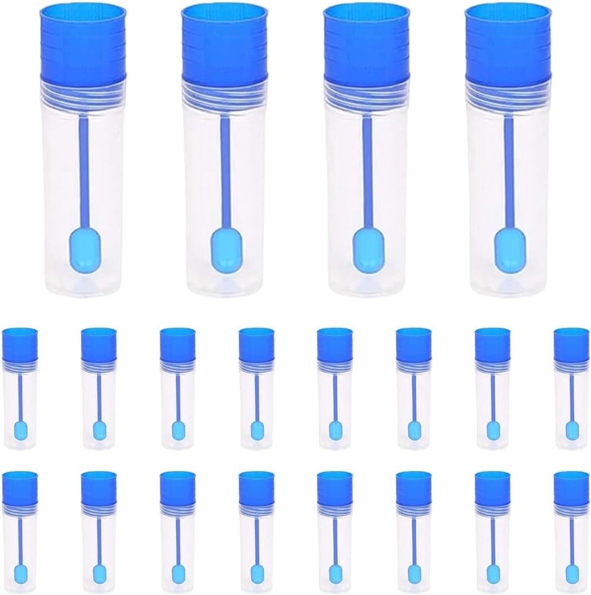 Steriele monsterbuisjes 15 ml - 20 stuks, lekvrije urine- en uitwerpselcontainers voor huisdieren en mensen, kunststof buisjes met lepel
