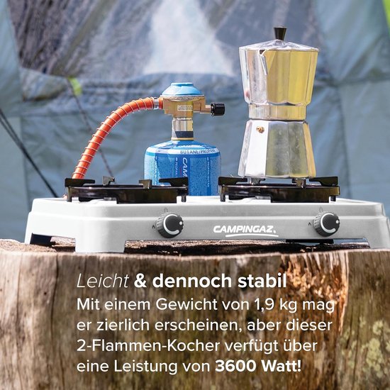2-Pits Camping Gaskooktoestel - 3600 Watt - Traploos Verstelbaar - Met Slang en Regelaar - CV 470 Plus — afbeelding 4