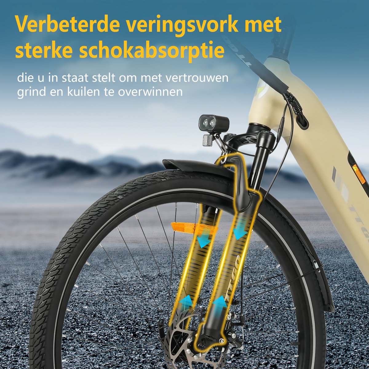 TTGO C3SE E-bike - 25 km/u - 28inch - 80km actieradius - 250W motor - 36V18Ah accu - 52NM - woestijngeel thumbnail 5