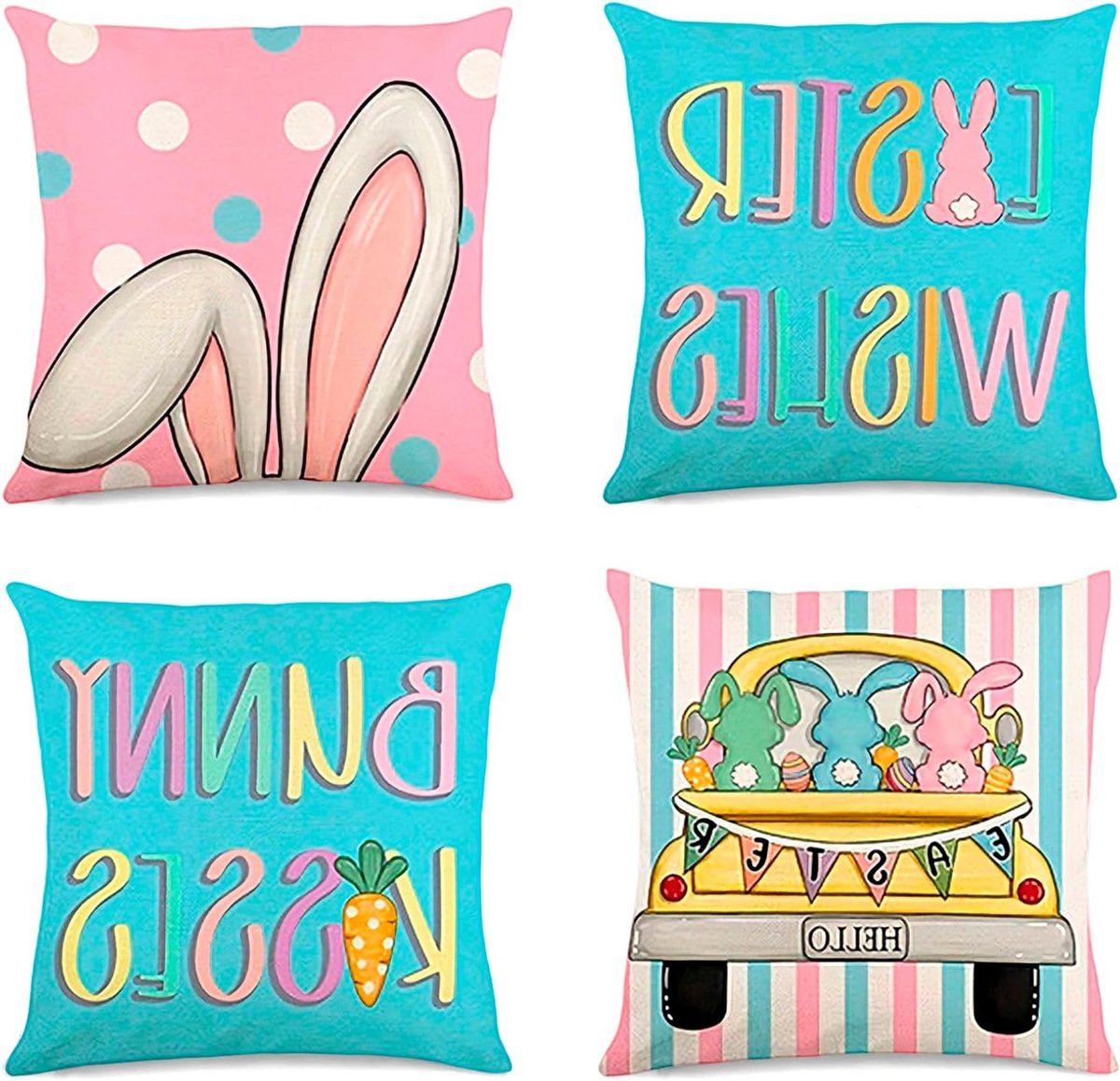 Kussenovertrekken met Paaseieren voor een Feestelijke Sfeer tijdens Pasen - Perfecte Decoratie voor je Woonkamer en Slaapkamer