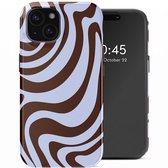 Selencia Hoesje - Geschikt voor Apple iPhone 15 - Backcover - Dream Swirl Chocolate