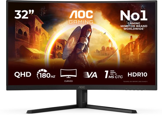AOC CQ32G4VE 32″ gebogen gaming monitor QHD 2560×1440 180Hz 0,5ms HDR10 Adaptive Sync Flicker-Free