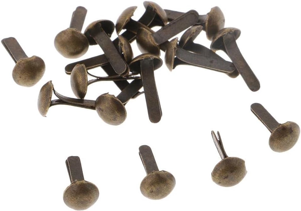 200 Stuks Metalen Cotter Pins met Ronde Kop voor Scrapbooking, Kunst en Doe-Het-Zelf Projecten - Bronskleurig