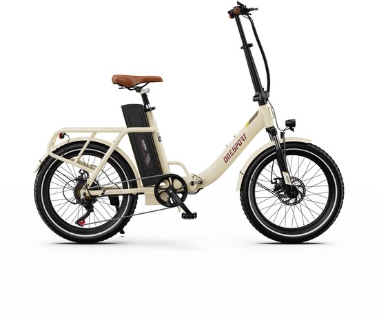 ONESPORT-Opvouwbare elektrische stadsfiets-120 km ondersteuning-816Wh grote accu-20x3.0 inch brede banden-250W stille motor-40Nm koppel-48V17Ah-voor-achter schijfrem-vering-bluetooth-weiß van ONESPORT — afbeelding 2