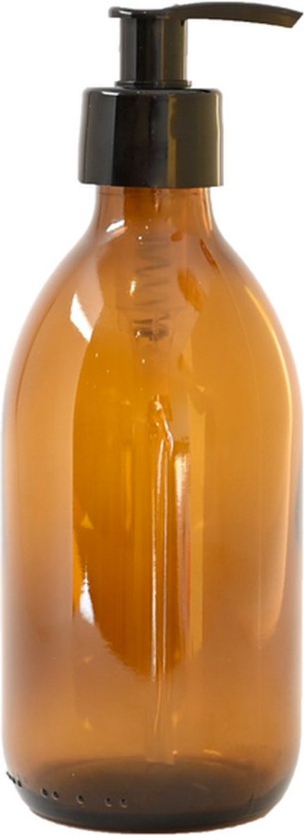 Groeikruid® Zeeppompje Vrijstaand | Zeepdispenser Zwart | 300 ml Amber glas met Plastic Pompkopje | Navulbaar