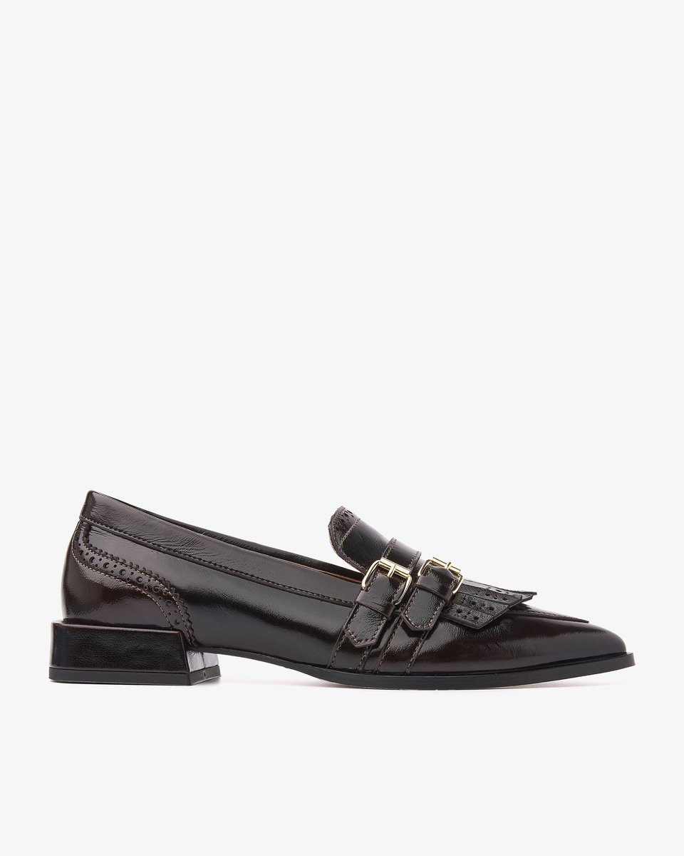 VIA VAI Jazz Lucy Loafers Dames - Leer - Donkerbruin - Maat 39