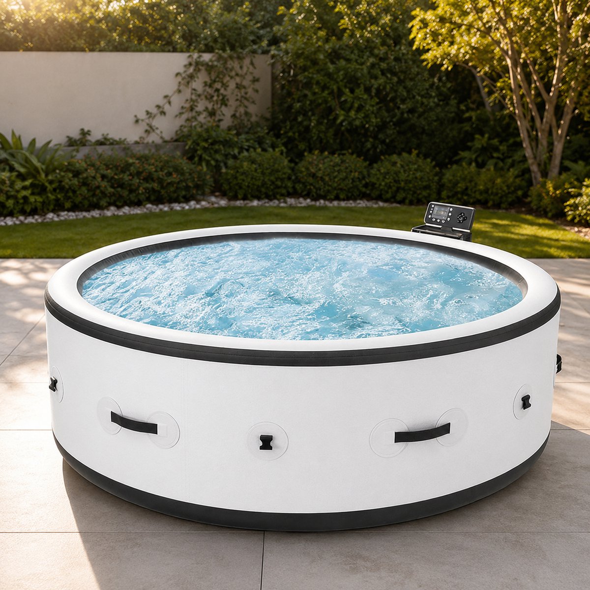 Opblaasbare Jacuzzi 4–7 Personen met 180 AirJets, LED Verlichting & EnergySense Isolatie – Luxe Outdoor Bubble Massage Spa – Novihomestore