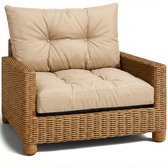 Kussen Lounge Tuinmeubelen - Set: zitkussen 60x60 cm en rugkussen 40x60 cm Rug Rattan Ideaal voor balkon terras loungeset buiten comfort vulling dik duurzaam Beige