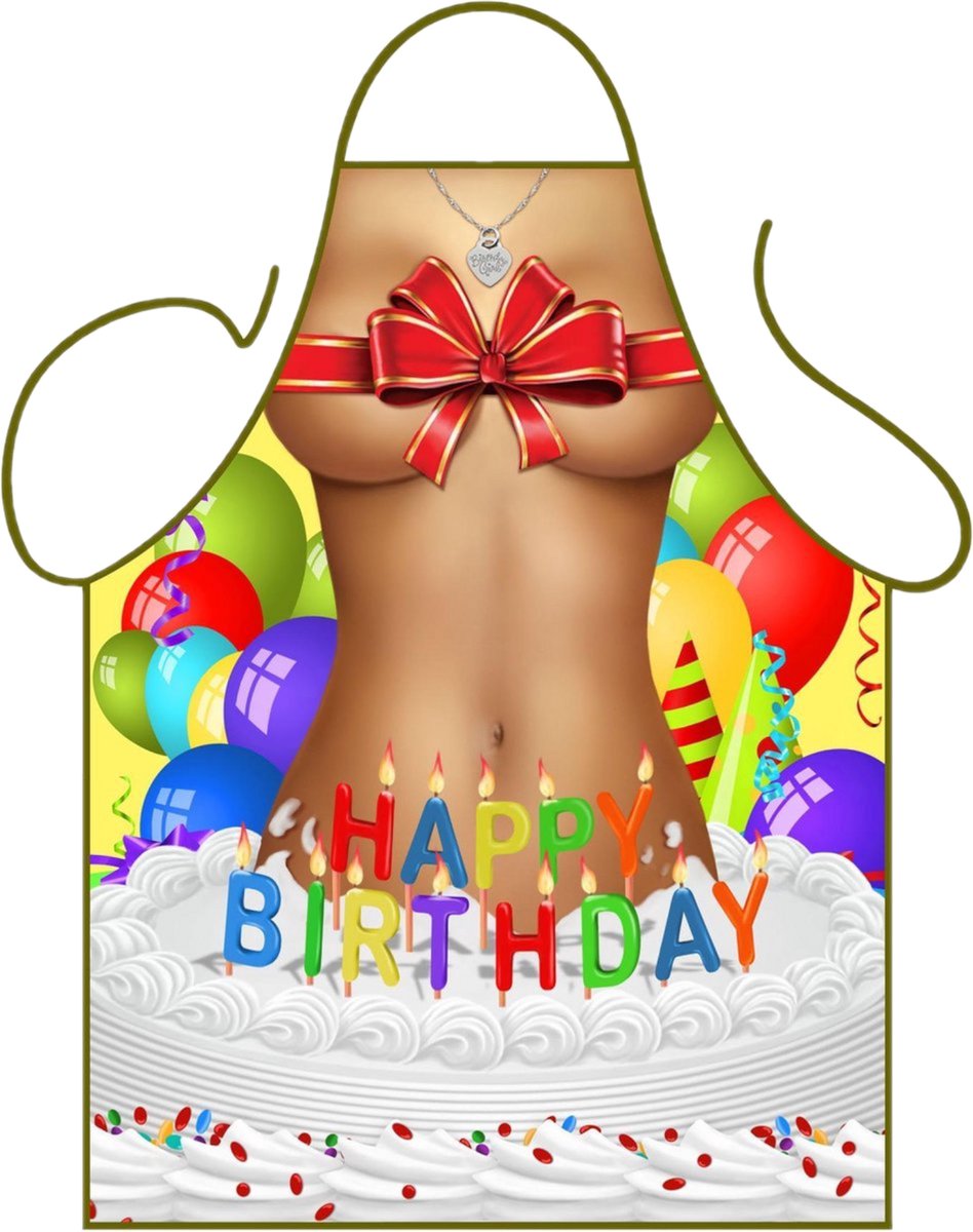 Partychimp Schort Happy Birthday Barbecue Bbq Accesoires Cadeautje Schorten voor Vrouwen Schort Vrijgezellen feest Vrouw Bride to Be - 80 x 56 cm - Polyester