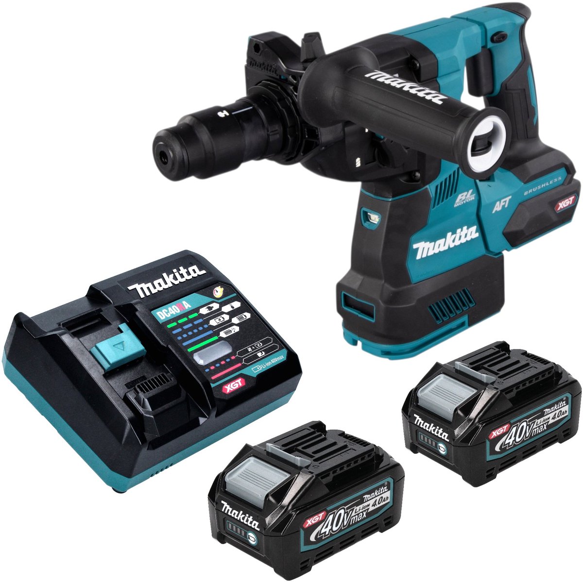 Makita HR 002 GM201 accu-boorhamer 40 V max. 2,9 J SDS plus borstelloos + 2x accu 4,0 Ah + oplader