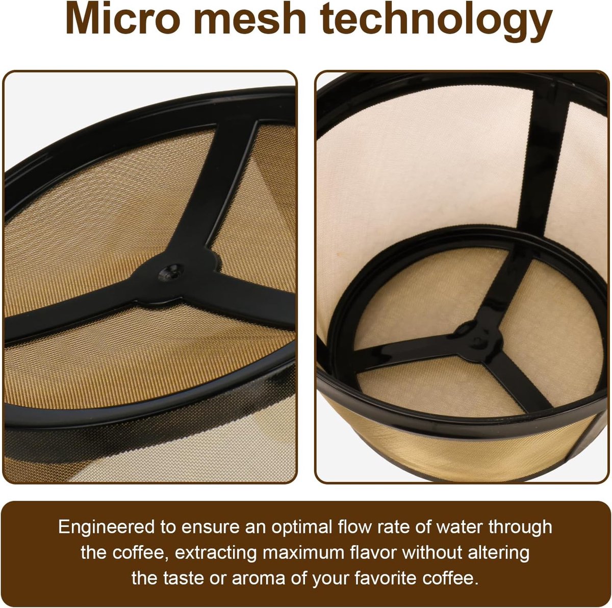 Rvs Koffiefilter - Koffie Dripper - Papierloos Giet Over Koffiedruppelaar - Herbruikbaar - Geschikt voor Black & Decker, Mr. Coffee en De Meeste - Voor Handmatige Bereiding Van Permanente Koffie - Voor Thuiskantoor, Reizen, Kamperen - Goud — cadeau in Kookcadeaus - foto 6