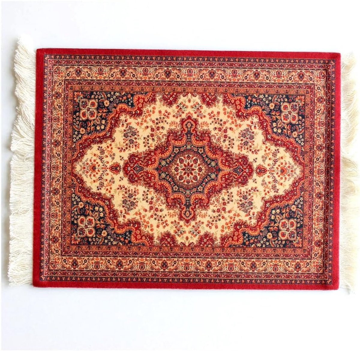 Qiantull Creatieve Muismat Mini Oosterse Mat Patroon Textiel Stof Kleine Muismat Met Kwasten Katoen Muismat Computer - ShopVlot