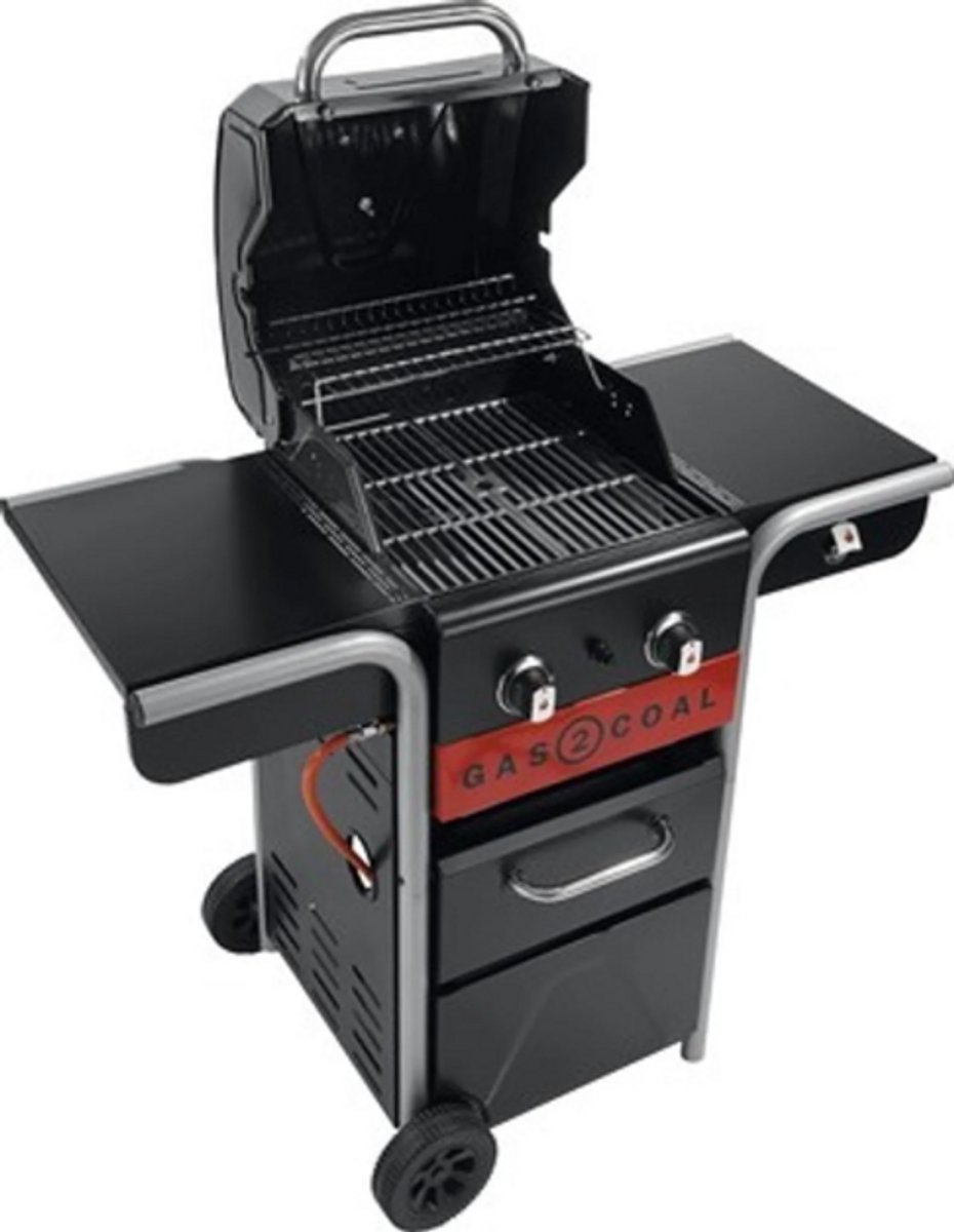 Char-Broil Gas2Coal 2.0 210 Hybrid BBQ – Gasbarbecue & Houtskoolbarbecue – 2 Branders – TRU-Infrared – Zwart – foto 3