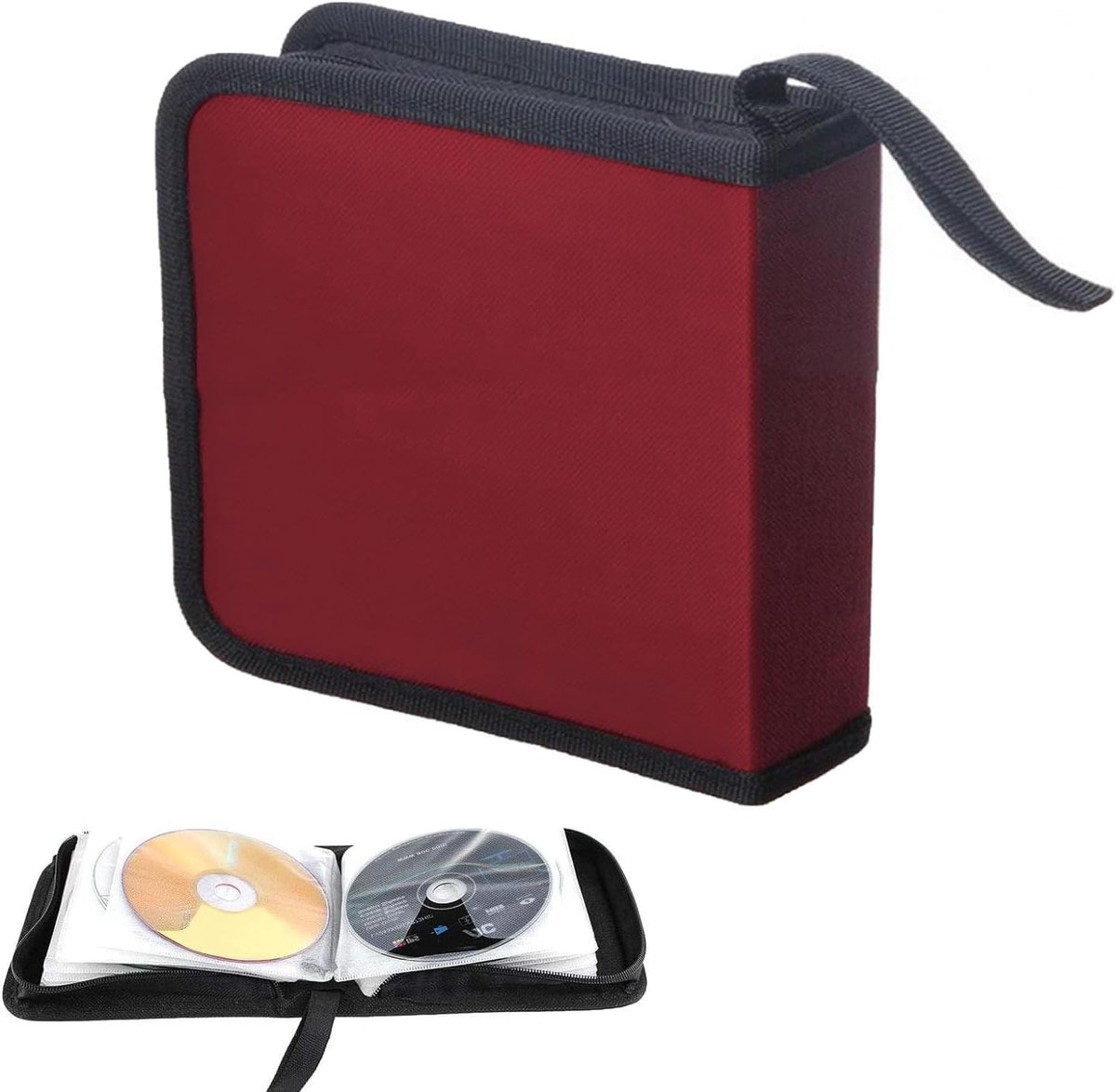 CD Opbergzak voor 40 Schijven, Ideaal voor Auto en Thuis, CD/DVD Opslagoplossing in Rood