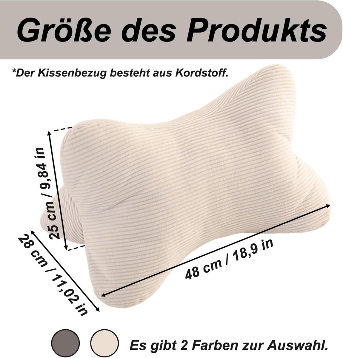 Nekkussen - Grijs - 48 x 31,5 x 5 cm - Ergonomisch Leeskussen van Suède - Voor Lezen en Ontspannen