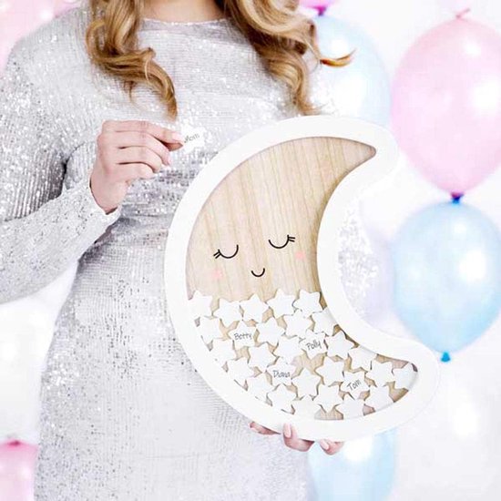 Luck en LUCK Houten Maan Gastenboek Frame Doop — afbeelding 2