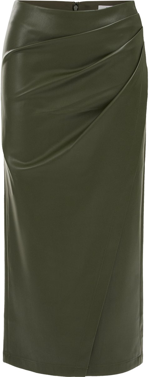 WE Fashion Dames midi rok van imitatieleer met plooidetail