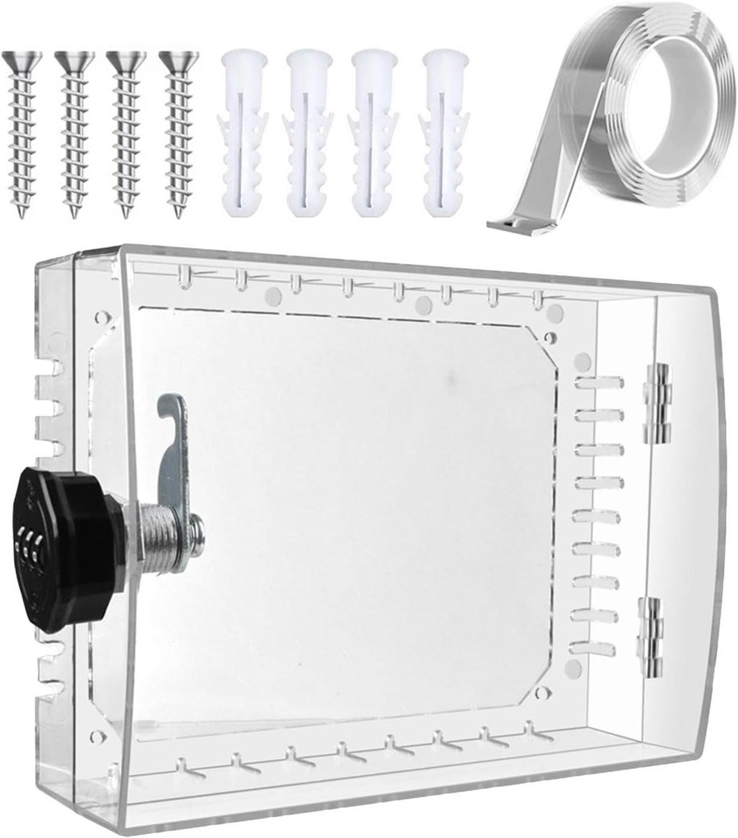 Thermostaat Beschermkap - Vergrendelbare Behuizing - Temperatuur Beveiligen - Doorzichtig Met Slot - 24 x 152 x 72 cm - Transparant