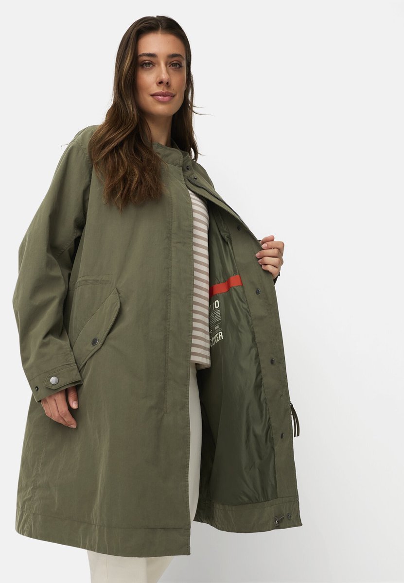 camel active Oversized jas met trekkoord in de taille - Maat womenswear-38 - Donkergroen