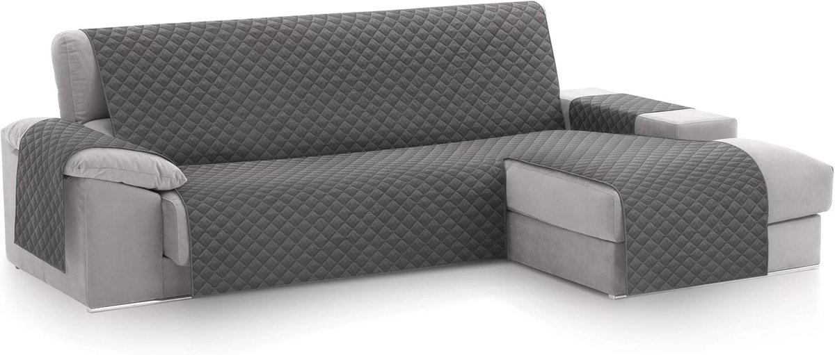 Chaise longue sofa cover 240 cm - grijs - universeel en omkeerbaar - ideale bescherming voor huisdieren - SnelShoppen